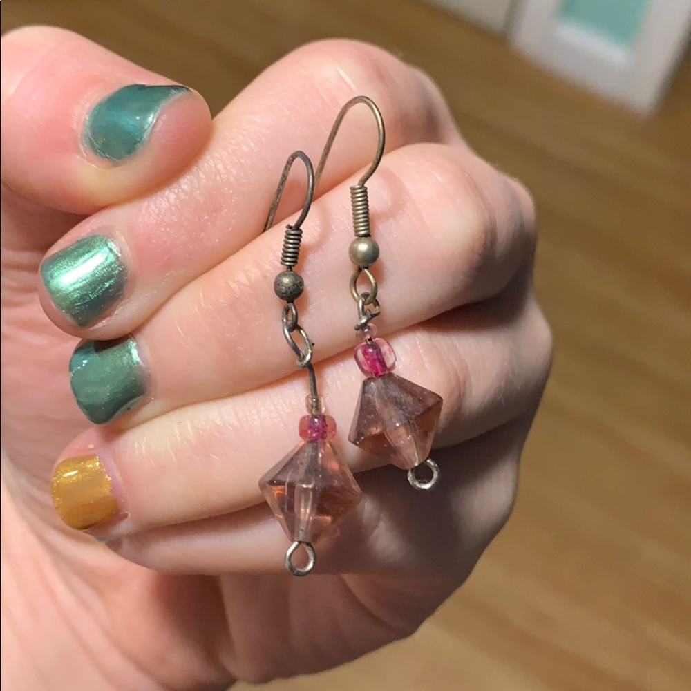 Purple and Pink Gem Dangle Earrings